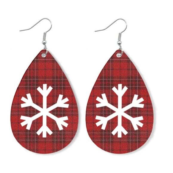 Snowflake Red Oval Earring - Picture 3 of 4